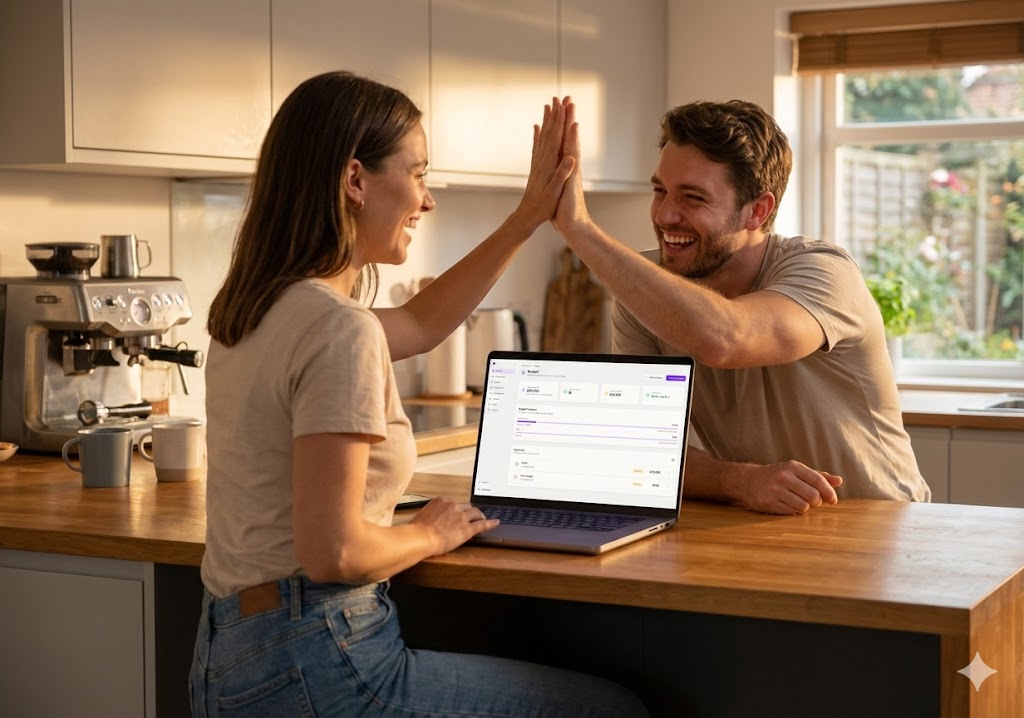 Budget tracker interface showing expense categories and totals